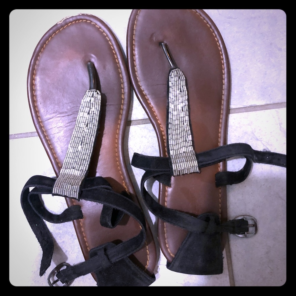 Aldo black and silver accent sandals